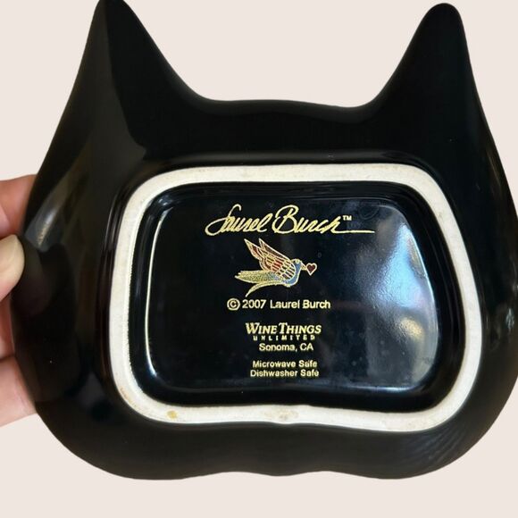 😻 VTG LAUREL BURCH WINE THINGS CAT FACE TRINKET DISH ORANGE BLUE 2007 - Picture 7 of 7